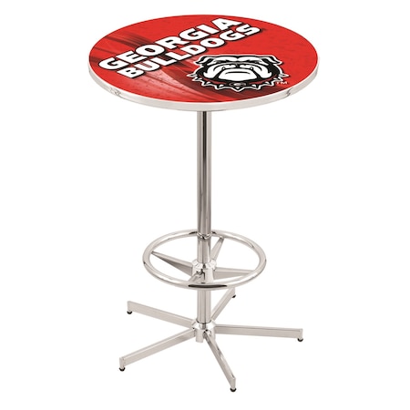 Holland Bar Stool Co 42" Chrome Georgia "Bulldog" Pub Table, 28" dia. Top L216C4228GA-Dog-D2